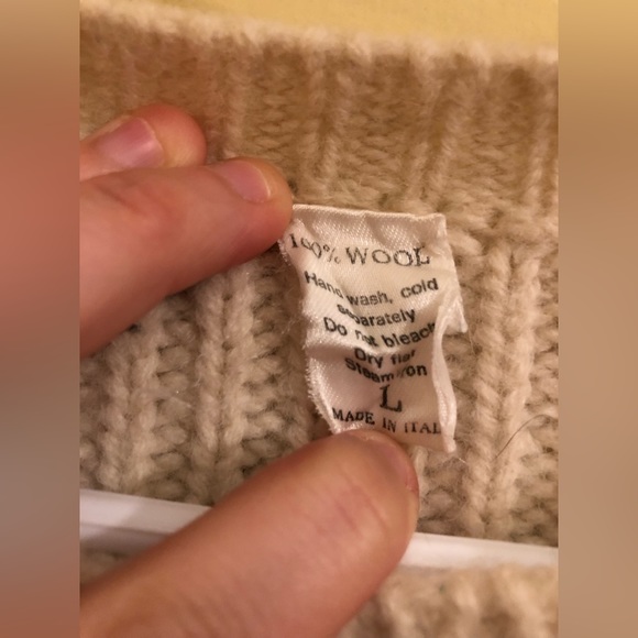 Vintage 100% Wool Chunky Knit Neutral Fisherman Style Sweater COPLEY - Picture 3 of 3